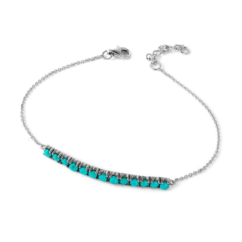 Sterling Silver 925 Rhodium Plated Turquoise Bracelet